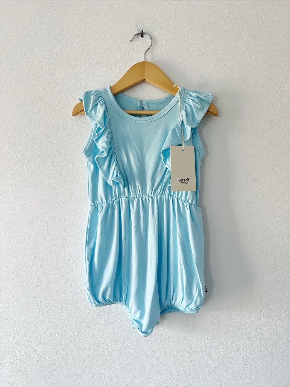 KYTE | NWOT Bamboo Ruffle Romper in Blue | 3T